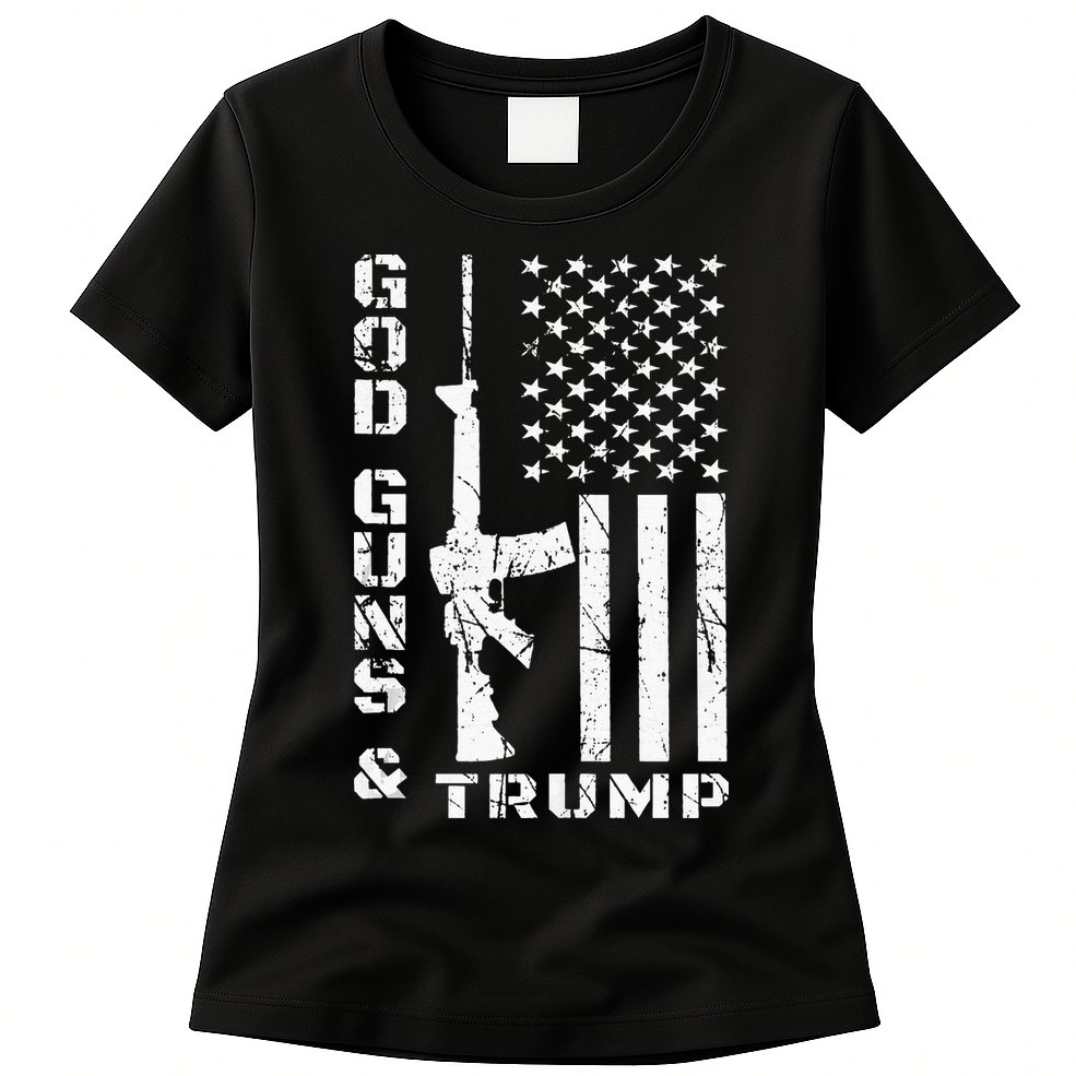 God Guns And Trump 2nd Amendment Flag AR15 Womens T-Shirt