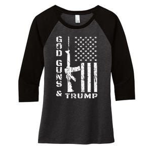 God Guns And Trump 2nd Amendment Flag AR15 Women's Tri-Blend 3/4-Sleeve Raglan Shirt