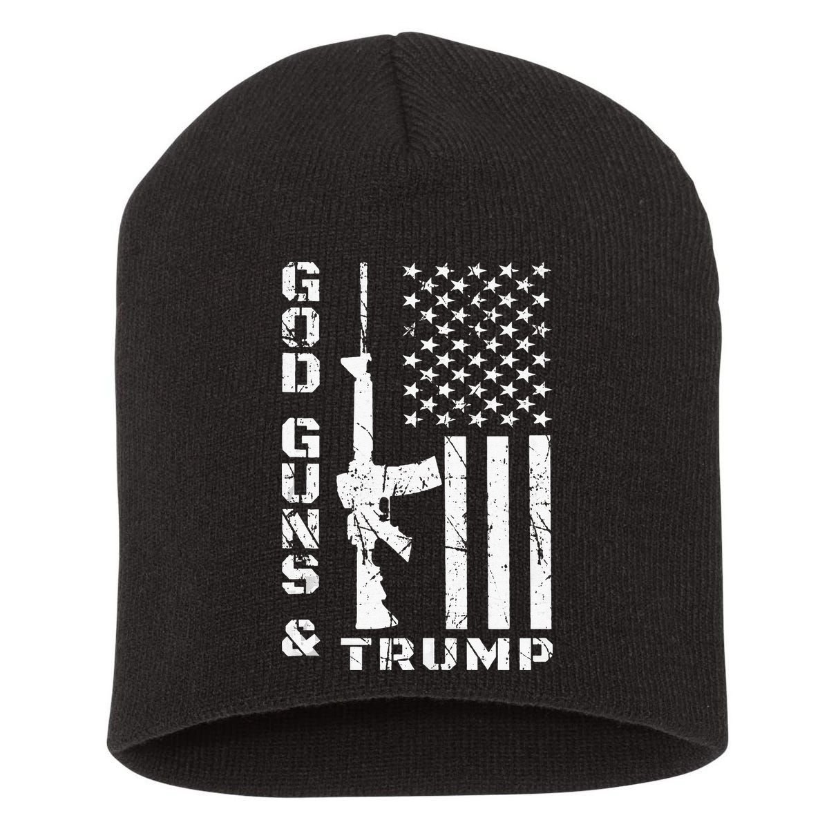 God Guns And Trump 2nd Amendment Flag AR15 Short Acrylic Beanie