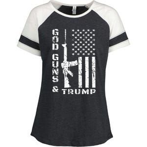 God Guns And Trump 2nd Amendment Flag AR15 Enza Ladies Jersey Colorblock Tee