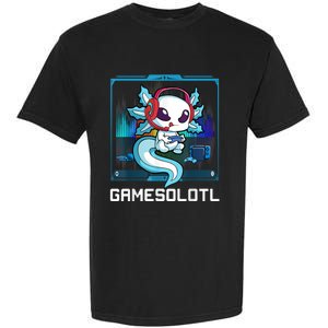 Gamesolotl Gamer Axolotl Playing Video Games Boys Girls Garment-Dyed Heavyweight T-Shirt