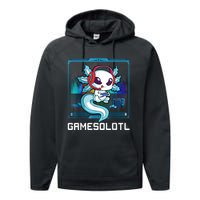 Gamesolotl Gamer Axolotl Playing Video Games Boys Girls Performance Fleece Hoodie