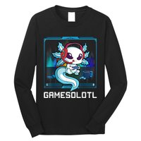 Gamesolotl Gamer Axolotl Playing Video Games Boys Girls Long Sleeve Shirt