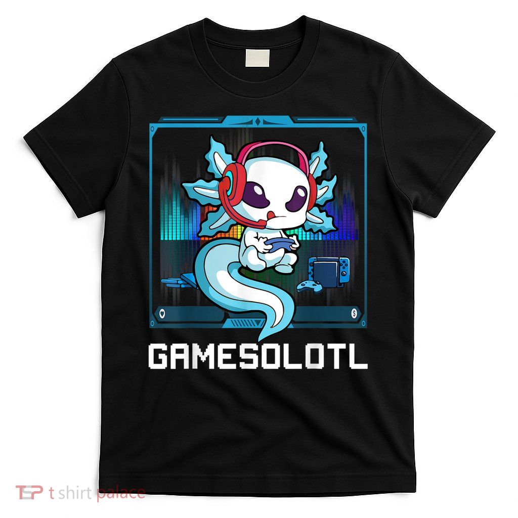 Gamesolotl Gamer Axolotl Playing Video Games Boys Girls T-Shirt
