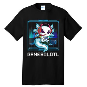 Gamesolotl Gamer Axolotl Playing Video Games Boys Girls Tall T-Shirt