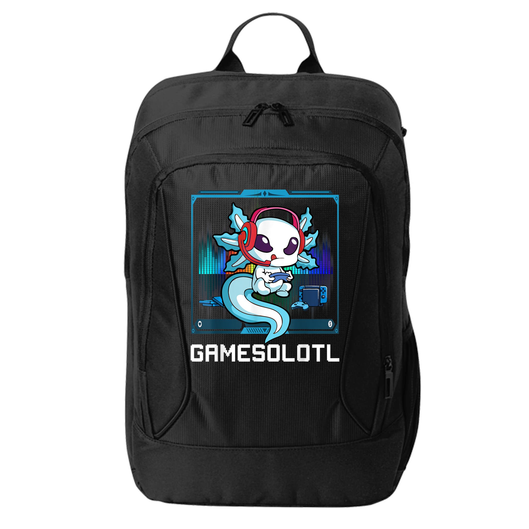Gamesolotl Gamer Axolotl Playing Video Games Boys Girls City Backpack