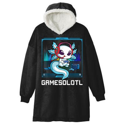 Gamesolotl Gamer Axolotl Playing Video Games Boys Girls Hooded Wearable Blanket
