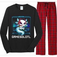 Gamesolotl Gamer Axolotl Playing Video Games Boys Girls Long Sleeve Pajama Set