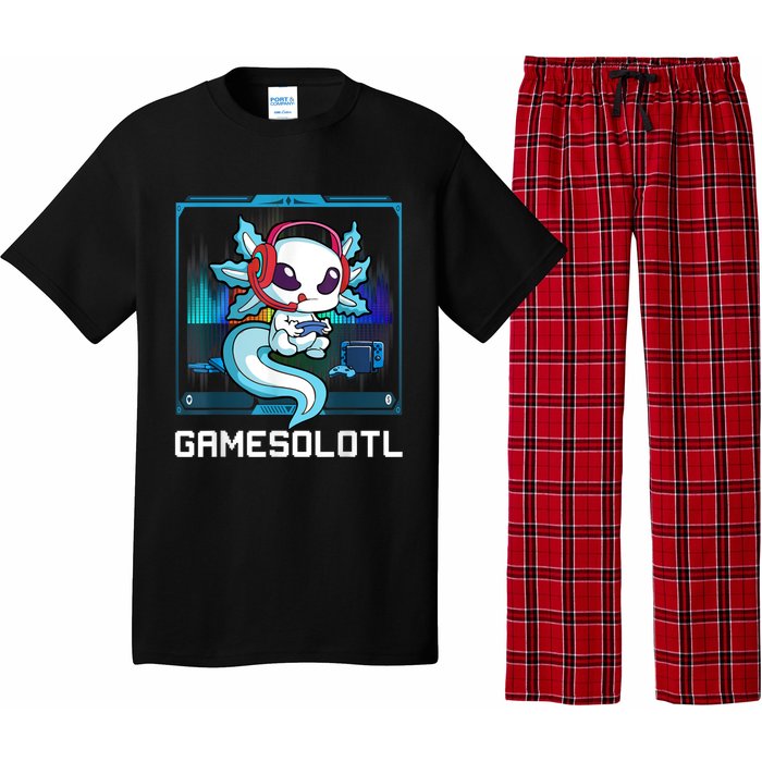 Gamesolotl Gamer Axolotl Playing Video Games Boys Girls Pajama Set