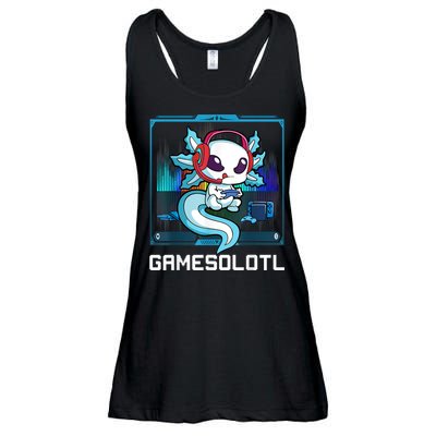 Gamesolotl Gamer Axolotl Playing Video Games Boys Girls Ladies Essential Flowy Tank