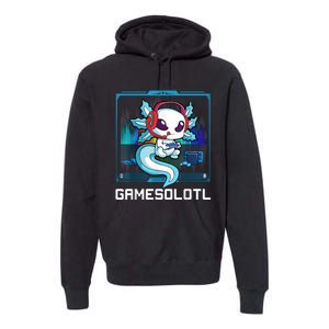 Gamesolotl Gamer Axolotl Playing Video Games Boys Girls Premium Hoodie