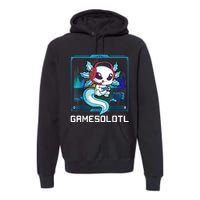 Gamesolotl Gamer Axolotl Playing Video Games Boys Girls Premium Hoodie