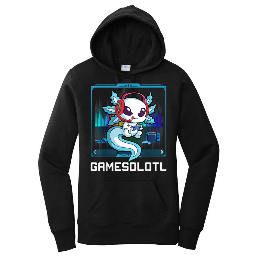 Gamesolotl Gamer Axolotl Playing Video Games Boys Girls Women's Pullover Hoodie