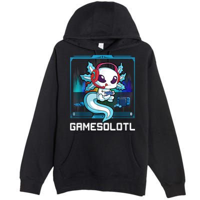 Gamesolotl Gamer Axolotl Playing Video Games Boys Girls Premium Pullover Hoodie