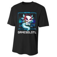 Gamesolotl Gamer Axolotl Playing Video Games Boys Girls Performance Sprint T-Shirt