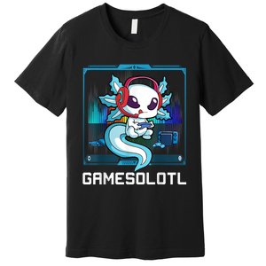 Gamesolotl Gamer Axolotl Playing Video Games Boys Girls Premium T-Shirt