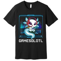 Gamesolotl Gamer Axolotl Playing Video Games Boys Girls Premium T-Shirt