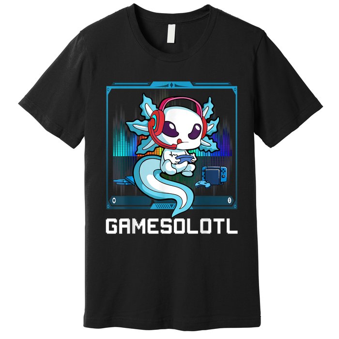 Gamesolotl Gamer Axolotl Playing Video Games Boys Girls Premium T-Shirt