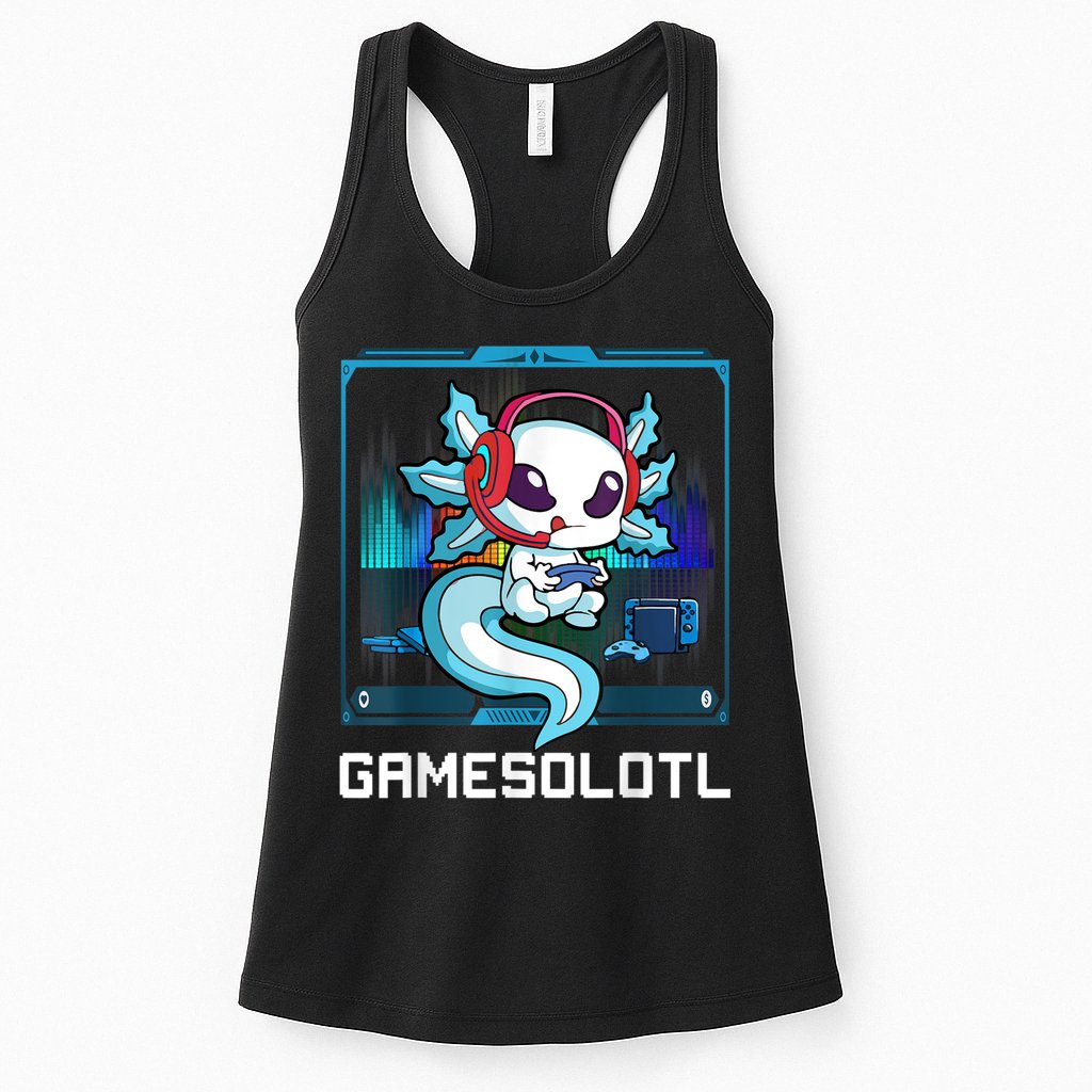 Gamesolotl Gamer Axolotl Playing Video Games Boys Girls Womens Tank Top