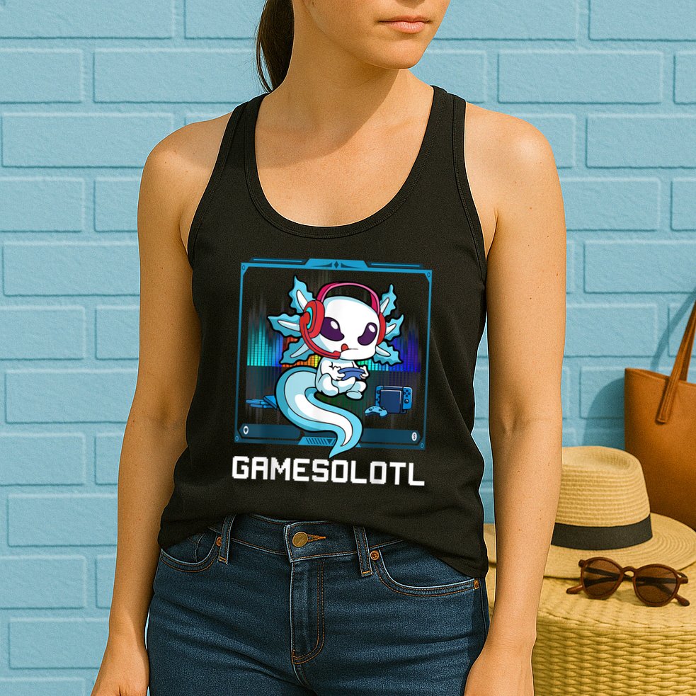 Gamesolotl Gamer Axolotl Playing Video Games Boys Girls Womens Tank Top