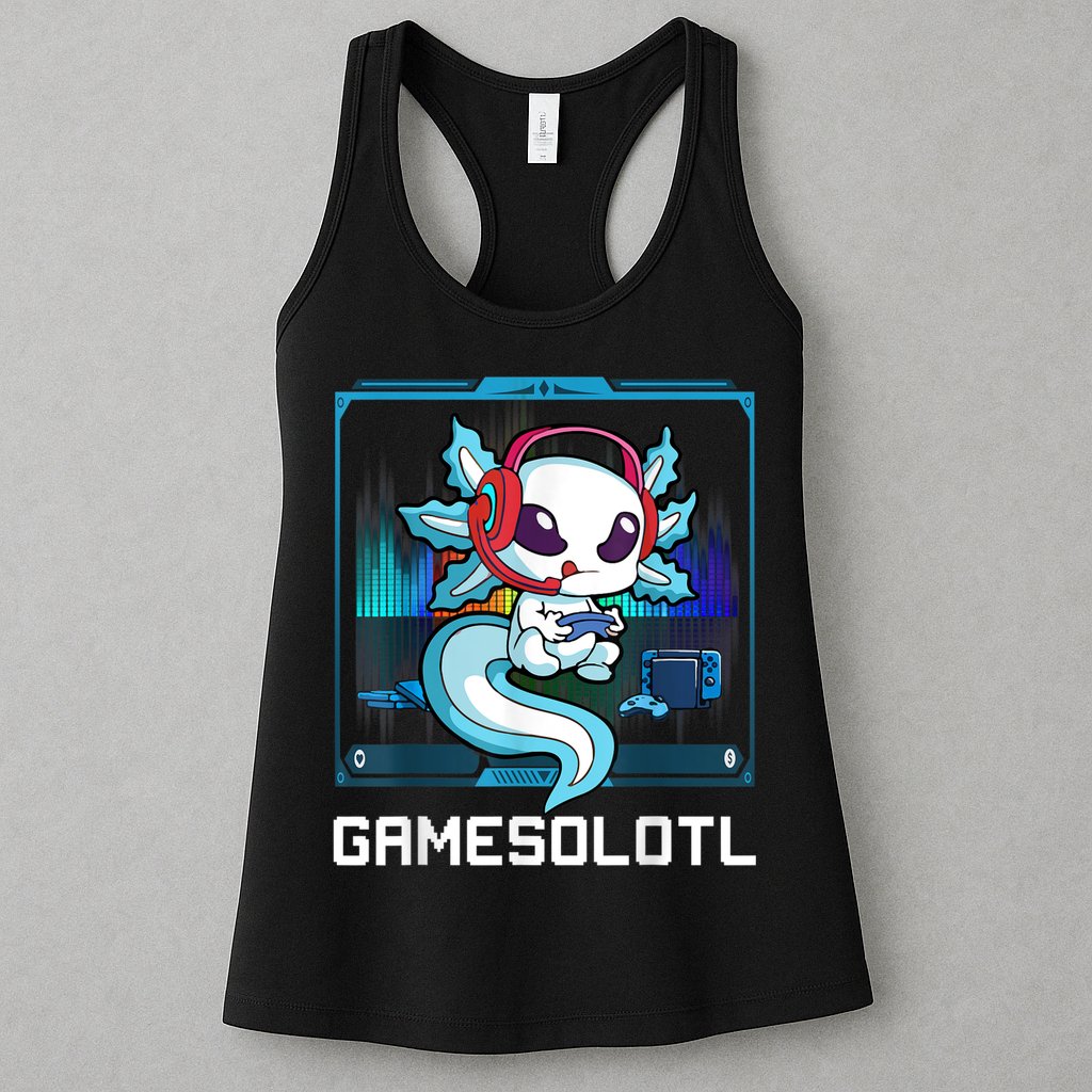 Gamesolotl Gamer Axolotl Playing Video Games Boys Girls Womens Tank Top
