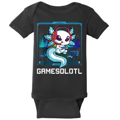 Gamesolotl Gamer Axolotl Playing Video Games Boys Girls Baby Bodysuit
