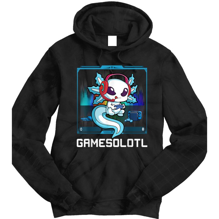 Gamesolotl Gamer Axolotl Playing Video Games Boys Girls Tie Dye Hoodie