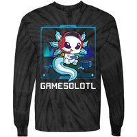 Gamesolotl Gamer Axolotl Playing Video Games Boys Girls Tie-Dye Long Sleeve Shirt