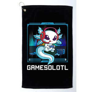 Gamesolotl Gamer Axolotl Playing Video Games Boys Girls Platinum Collection Golf Towel