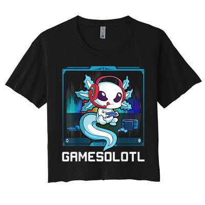 Gamesolotl Gamer Axolotl Playing Video Games Boys Girls Crop Top