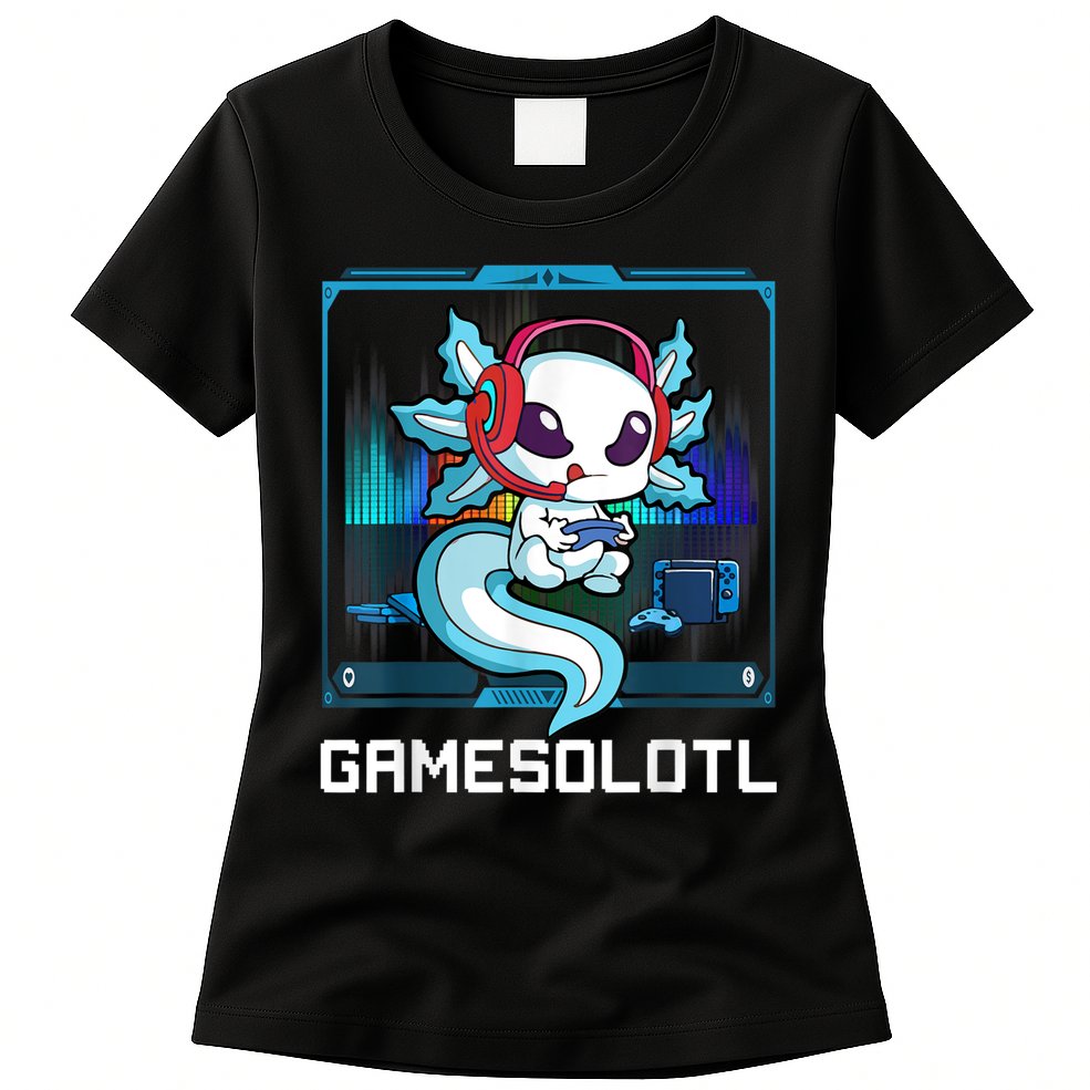 Gamesolotl Gamer Axolotl Playing Video Games Boys Girls Womens T-Shirt