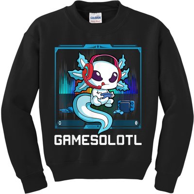 Gamesolotl Gamer Axolotl Playing Video Games Boys Girls Kids Sweatshirt