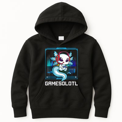 Gamesolotl Gamer Axolotl Playing Video Games Boys Girls Kids Hoodie