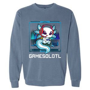 Gamesolotl Gamer Axolotl Playing Video Games Boys Girls Garment-Dyed Sweatshirt