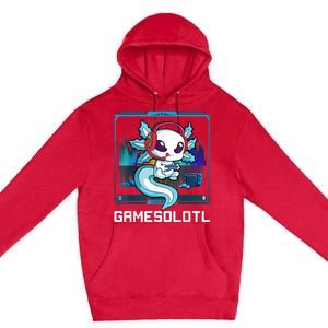 Gamesolotl Gamer Axolotl Playing Video Games Boys Girls Premium Pullover Hoodie