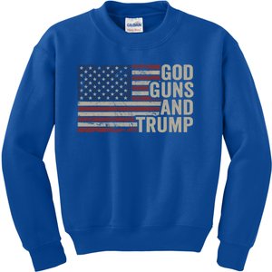 God Guns And Trump Pro God Gun Funny Republican Usa Flag Great Gift Kids Sweatshirt