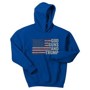 God Guns And Trump Pro God Gun Funny Republican Usa Flag Great Gift Kids Hoodie