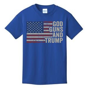 God Guns And Trump Pro God Gun Funny Republican Usa Flag Great Gift Kids T-Shirt