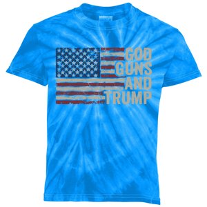 God Guns And Trump Pro God Gun Funny Republican Usa Flag Great Gift Kids Tie-Dye T-Shirt