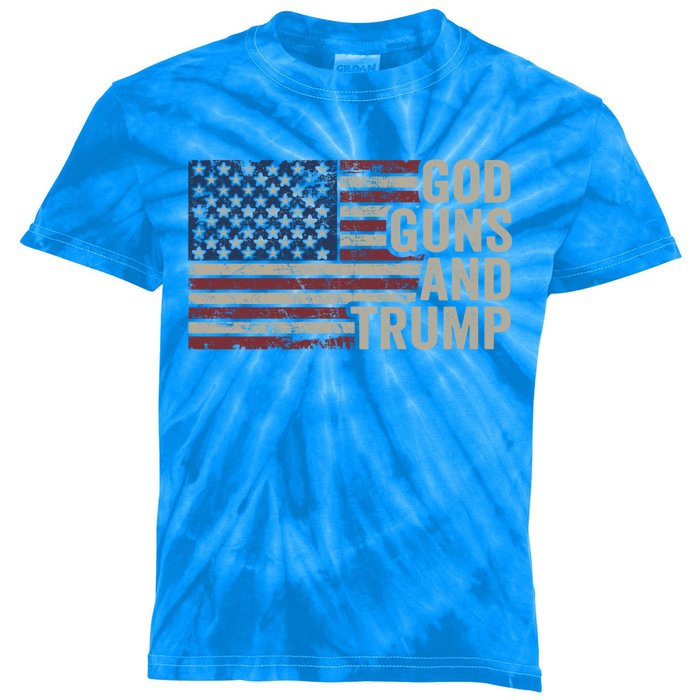 God Guns And Trump Pro God Gun Funny Republican Usa Flag Great Gift Kids Tie-Dye T-Shirt