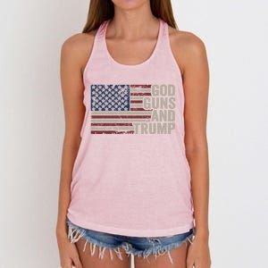 God Guns And Trump Pro God Gun Funny Republican Usa Flag Great Gift Women's Knotted Racerback Tank