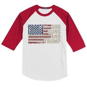 God Guns And Trump Pro God Gun Funny Republican Usa Flag Great Gift Kids Colorblock Raglan Jersey