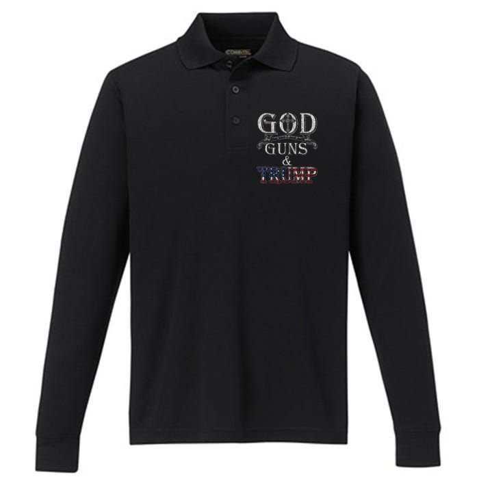 God Guns And Trump Performance Long Sleeve Polo