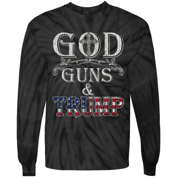 God Guns And Trump Tie-Dye Long Sleeve Shirt