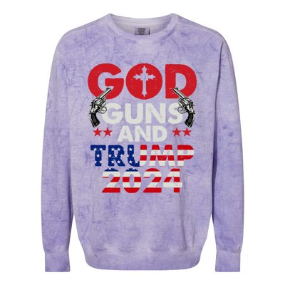 God Guns And Trump 2024 President Colorblast Crewneck Sweatshirt