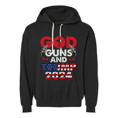 God Guns And Trump 2024 President Garment-Dyed Fleece Hoodie