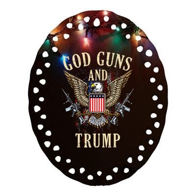 God Guns And Trump 2nd Amendment Flag Ar15 American Flag 2042 Ceramic Oval Ornament