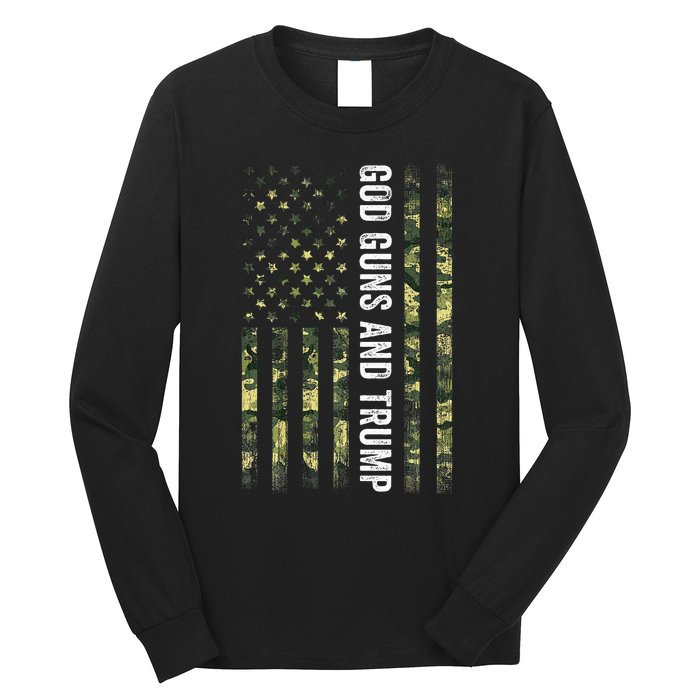 God Guns And Trump 2nd Amendment Usa Flag American Flag Long Sleeve Shirt