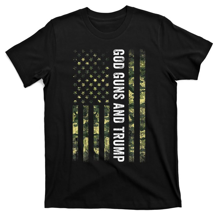 God Guns And Trump 2nd Amendment Usa Flag American Flag T-Shirt