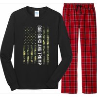 God Guns And Trump 2nd Amendment Usa Flag American Flag Long Sleeve Pajama Set